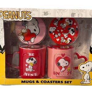 Peanuts Ceramic Mug Set - Red and Pink